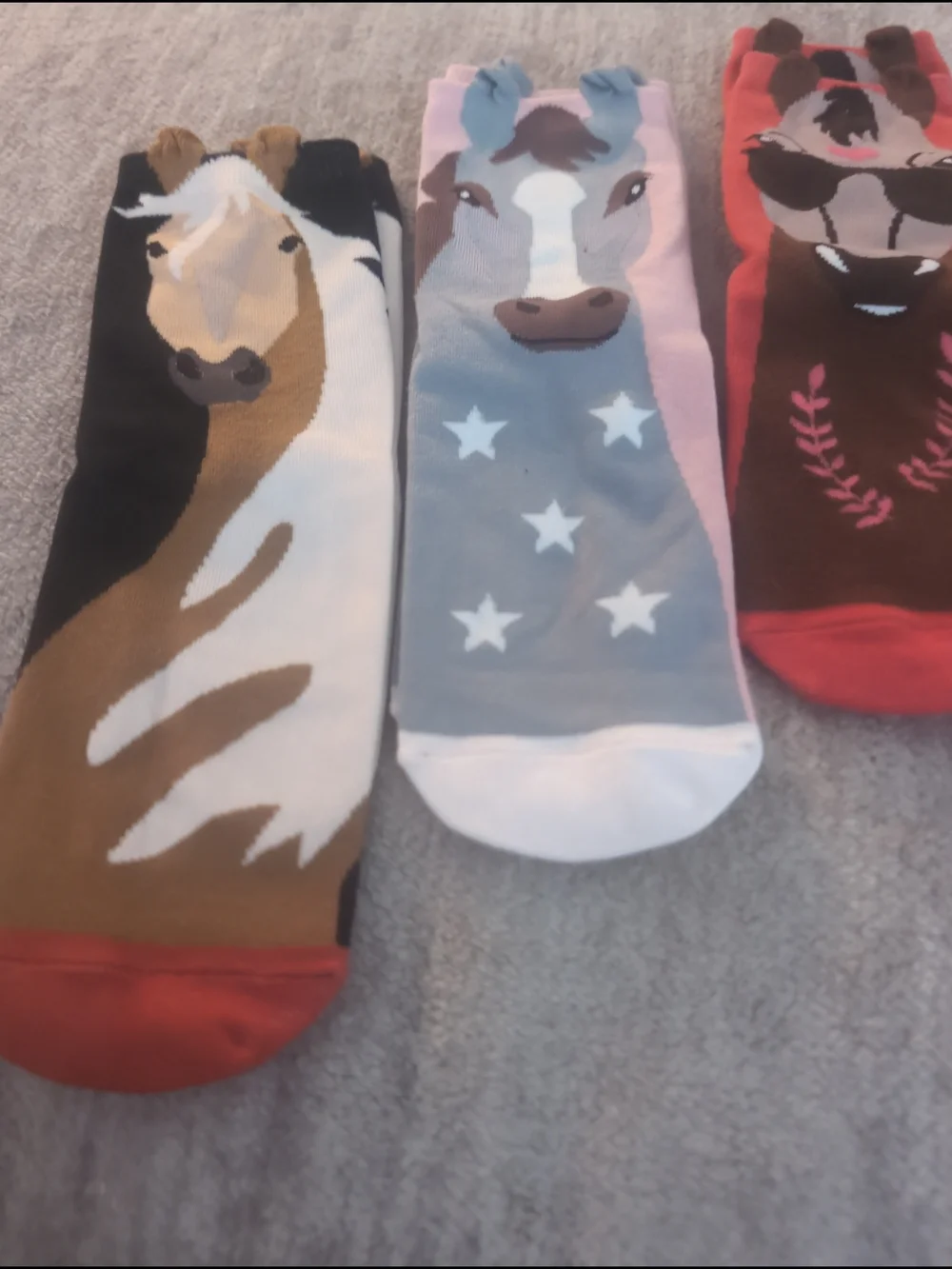 Western Novelty Womens Socks Horse Themed Funny Cute With Ears 5-8